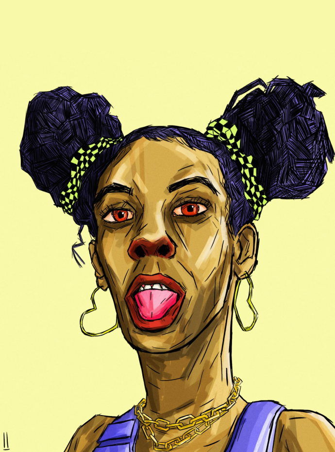 digital pen painting of woman